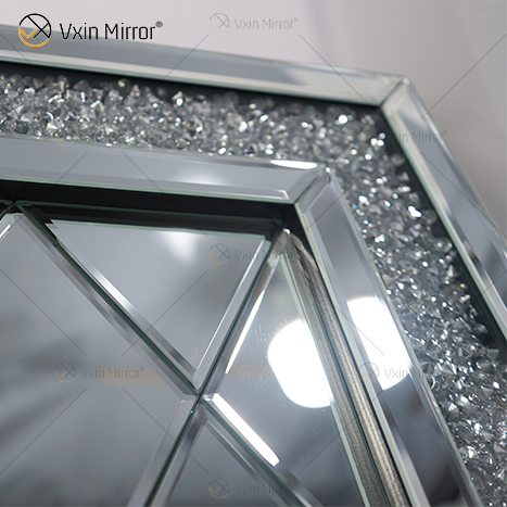 Venezianisches Rechteck Crushed Diamond Kristallspiegel Wandkunst Wohnkultur Flur für Wohnzimmersofas WXM-502