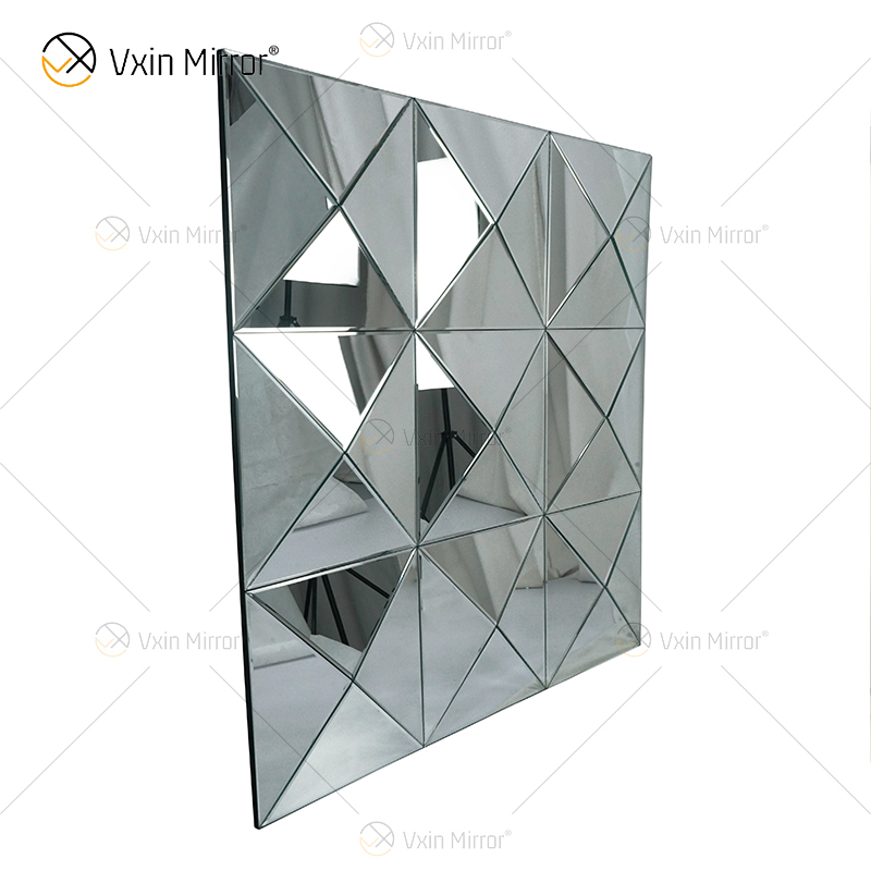 Wall Decora Silber 3D Eleganter quadratischer silberner Wandbehang Spiegel Wandkunst Wohnkultur für Wohnzimmermöbel WXM-1151