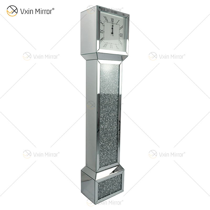 Spiegeluhr WXMC-053 Crushed Diamond Silver Elegante Standuhr