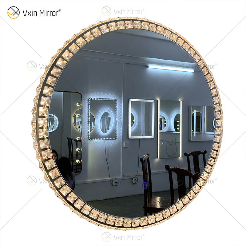 WXDL-115 LED 3-Farben-Licht-Silber-Kristallrahmen Wasserdichtes Netzteil 4 mm kupferfreier Umweltschutzspiegel
