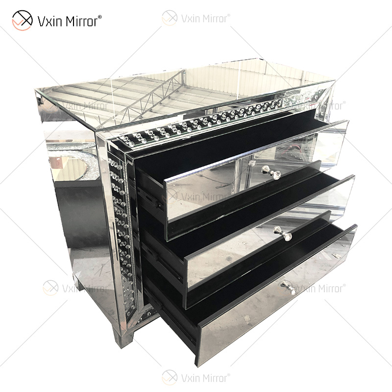 WXF-2140 Achteckige LED-Perlen, einfache Mode, drei Schubladen, LED-Schrank, passender LED-Spiegel, benutzerdefinierter Stecker