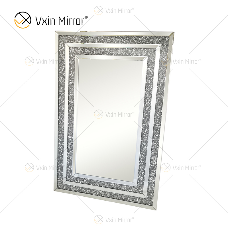WXM-1776 Wanddekoration Silber Crushed Diamond Glas Wandbehang Spiegel