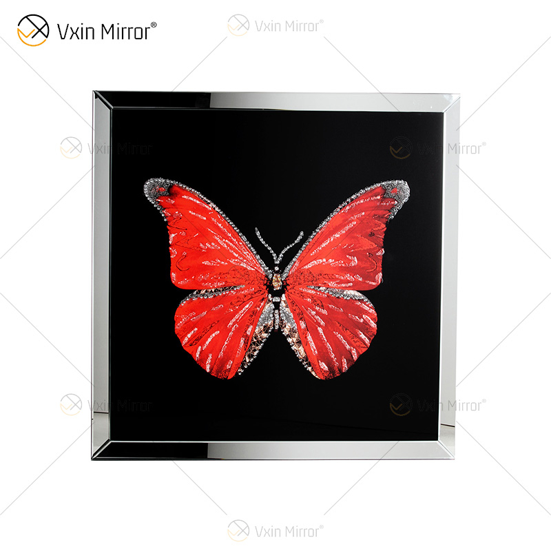 Vxin WXMA-58 Kristall-Porzellan-Malerei, Kunstharz, Schmetterling, Rahmen, dekorativer Spiegel, Wandkunst
