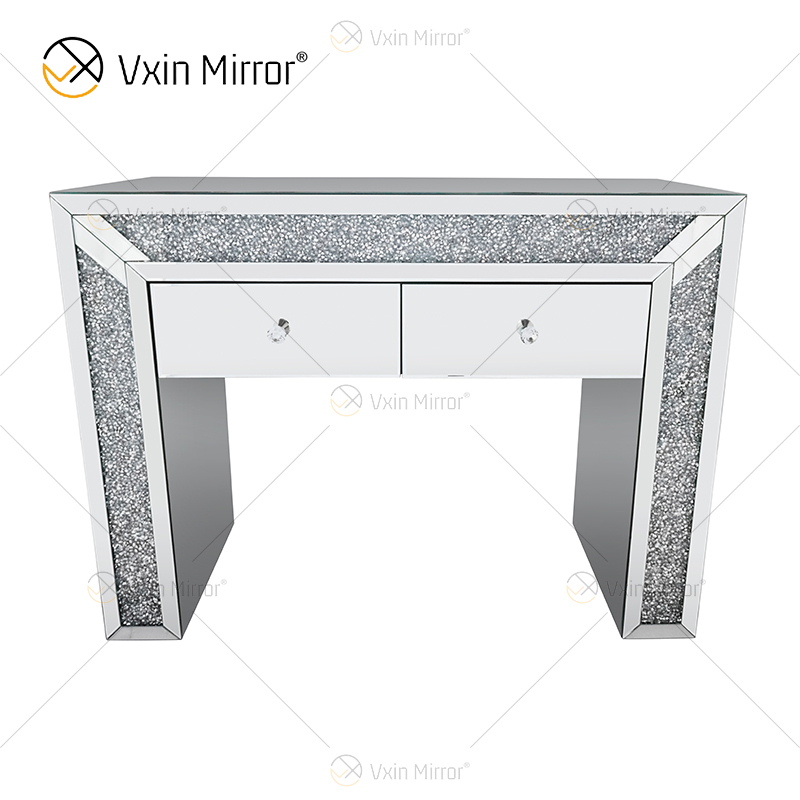 Art Decor WXF-061 Verspiegelte Eckkommode mit Crushed Diamond Dressing und 2 Schubladen