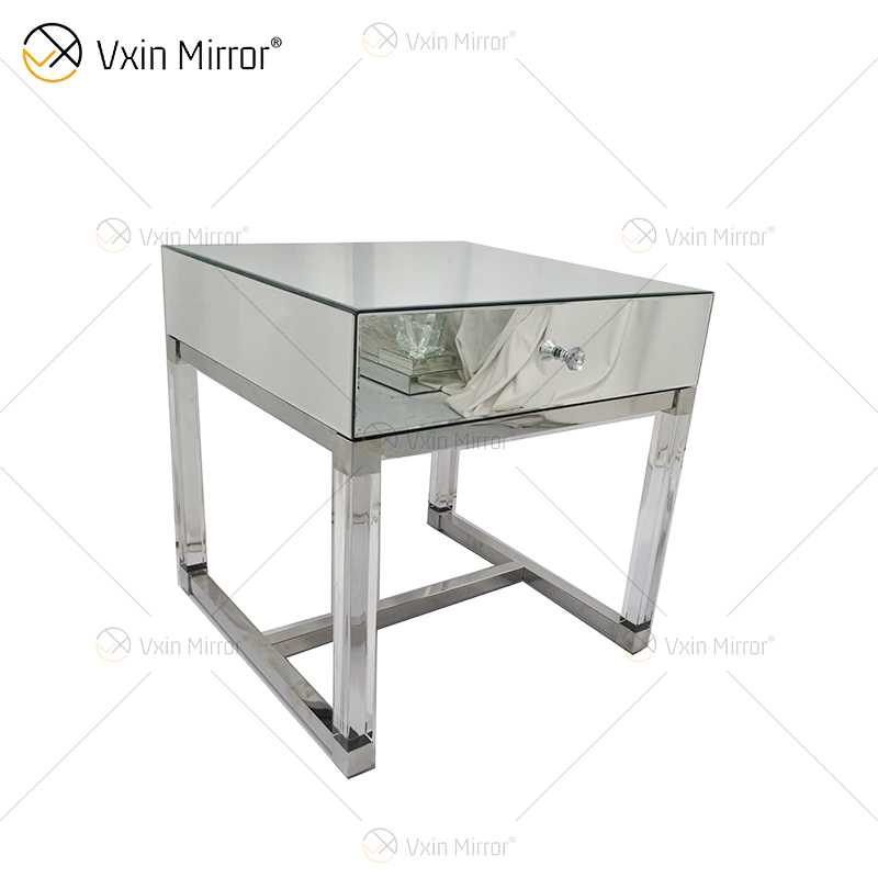 Vanity Modern WXF-139-2 Acryl-Silber-Glas-Möbel Nachttisch mit Schubladen verspiegelter Nachttisch für Schlafzimmer