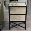 Vanity Modern Silber Glas Schmiedeeisen Möbel Nachttisch mit 2 Schubladen verspiegelter Nachttisch für Schlafzimmer