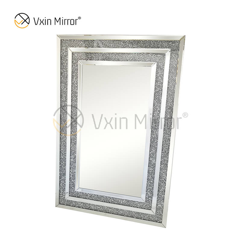 WXM-1776 Wanddekoration Silber Crushed Diamond Glas Wandbehang Spiegel