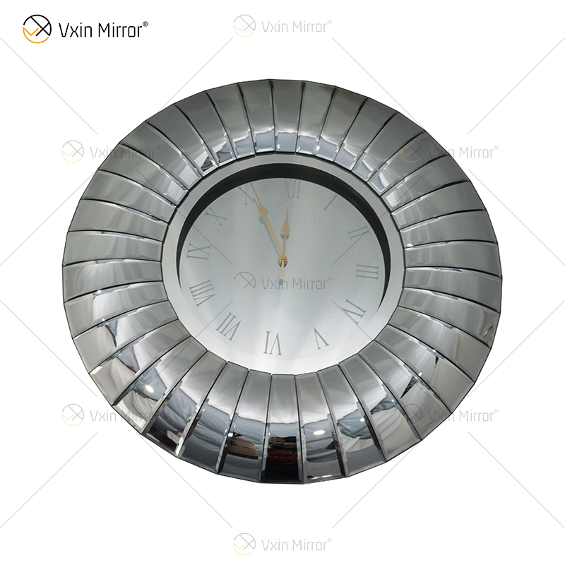 Gespiegelte Uhr WXMC-087 Silber Biegewanddekor Elegante 3D-Kristalluhr