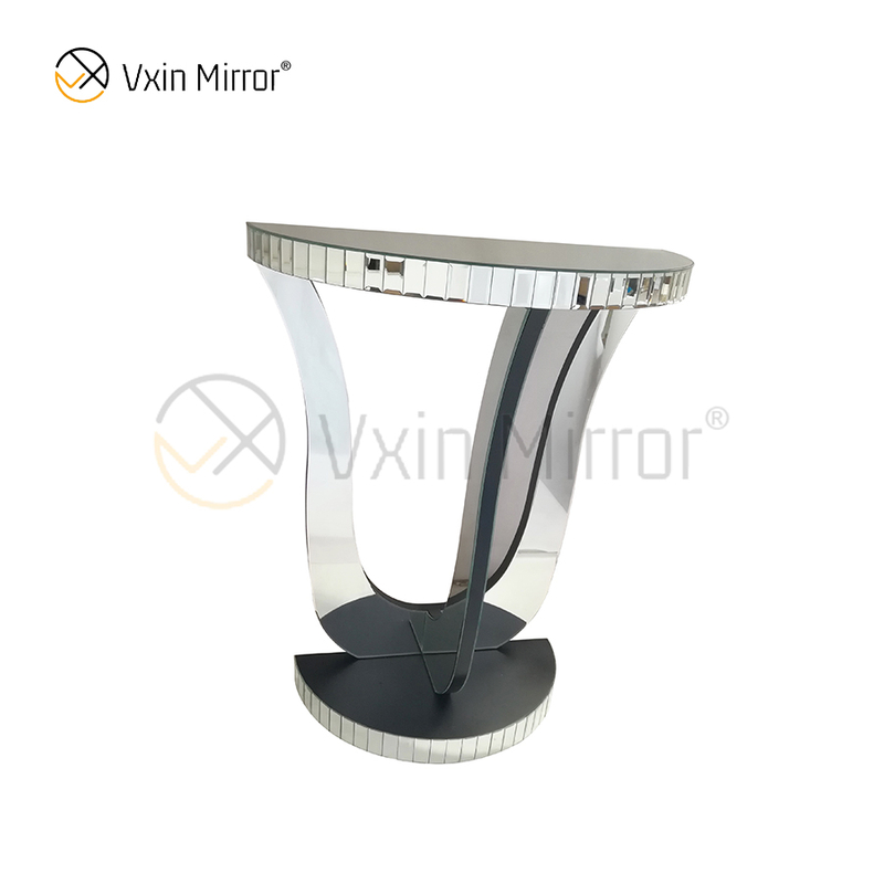 Heißer Verkauf Vxin Mirror WXF-2119 Eleganter karierter, halbovaler, verspiegelter Beistelltisch