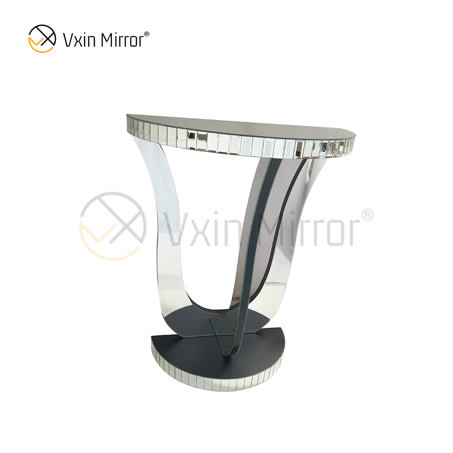 Heißer Verkauf Vxin Mirror WXF-2119 Eleganter karierter, halbovaler, verspiegelter Beistelltisch