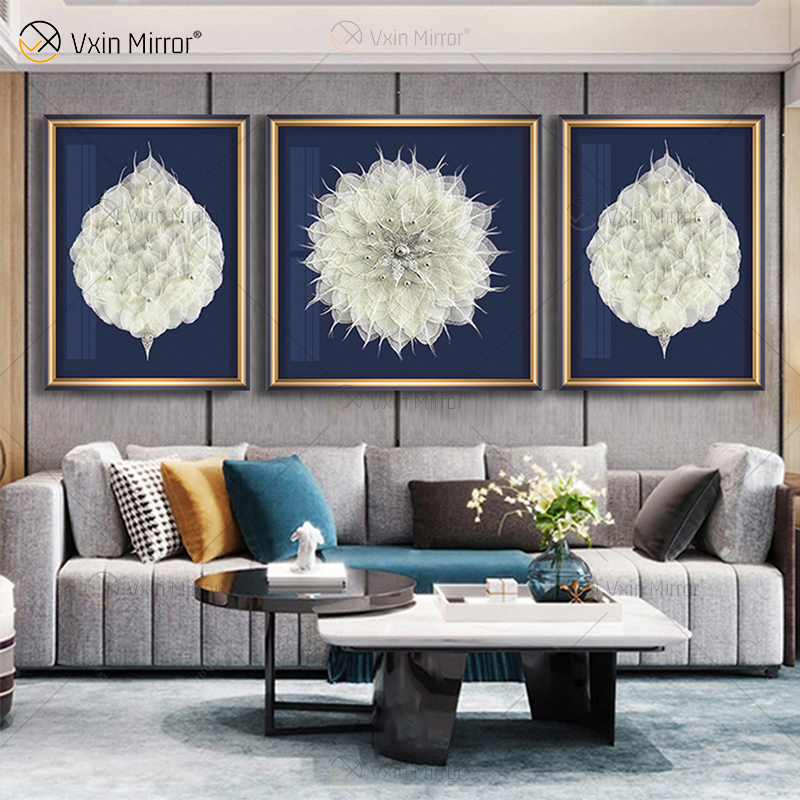 Das neueste Vxin WXPA-028 Real Leaves Paint für Home Decor Wall Art Hanging Picture for Living Room Set zum Verkauf