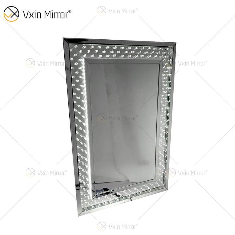 Gute Qualität WXM-1167 LED Crystal Vanity Set Wandspiegel mit 3 Farben LED Wall Decor beleuchteter Spiegel