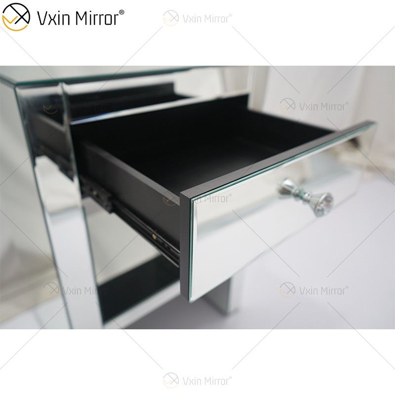 Vanity Modern WXF-242 Silberne Möbel Kristall Nachttisch mit 1 Schublade verspiegelter Nachttisch