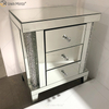 WXF-275 Verspiegelter Nachttisch, Schrank, 3 Schubladen, Spiegel, Nachttisch, Beistelltisch mit Glas