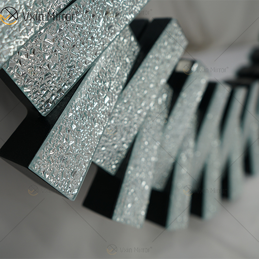 Hohe Qualität WXM-1138 Wanddekoration Diamond Shade Silber 3D Glas Wandbehang Spiegel