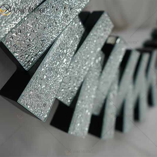 Hohe Qualität WXM-1138 Wanddekoration Diamond Shade Silber 3D Glas Wandbehang Spiegel