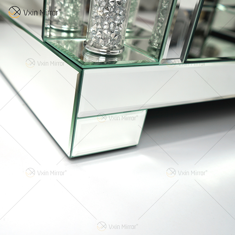 Spiegelmöbel Wohnzimmer Moderne europäische WXF-162 Neueste Design-Glas-TV-Ständer mit Diamant