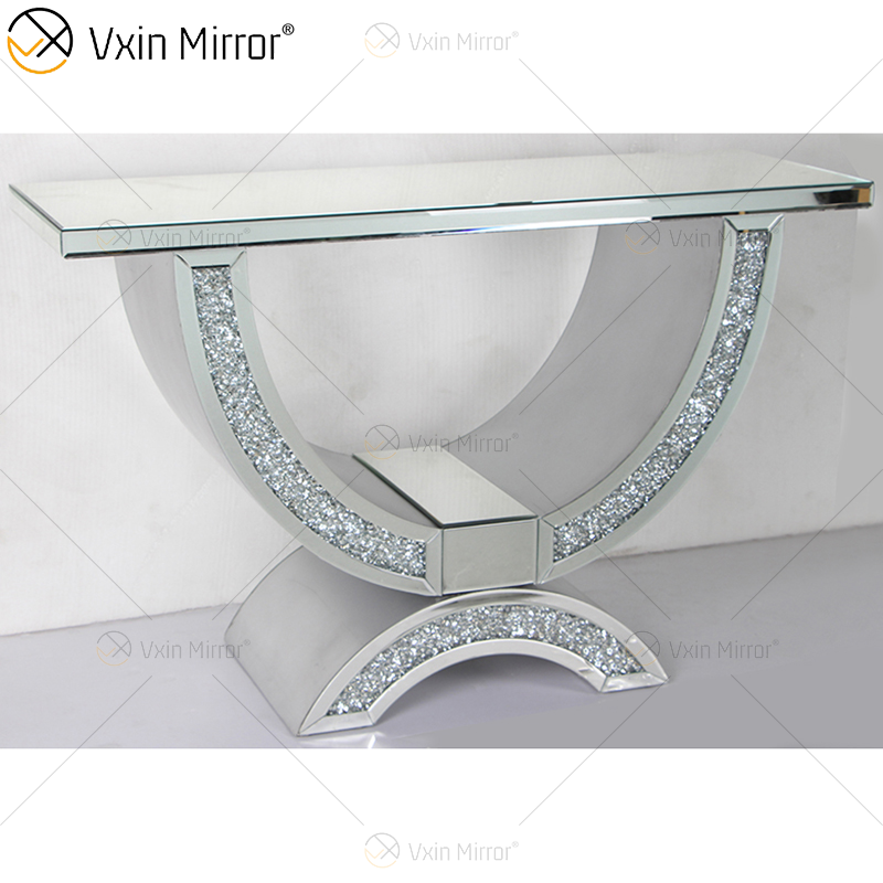 WXWF-513 Fabrikpreis Großhandel Art Deco Antik mit gebogenem Glaskonsolentisch