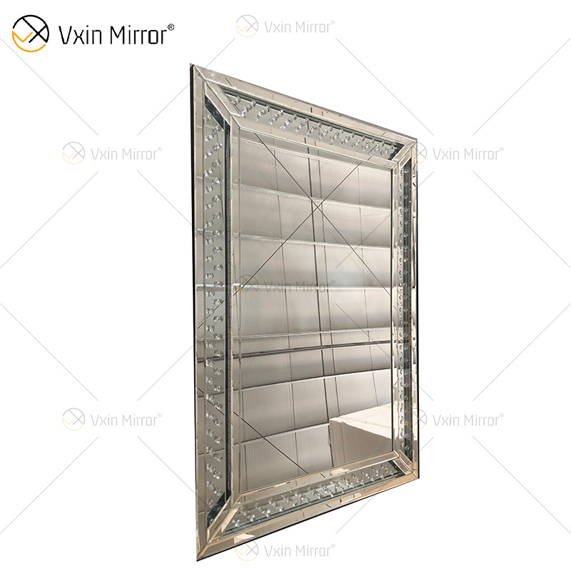 Gute Qualität WXM-1167 LED Crystal Vanity Set Wandspiegel mit 3 Farben LED Wall Decor beleuchteter Spiegel