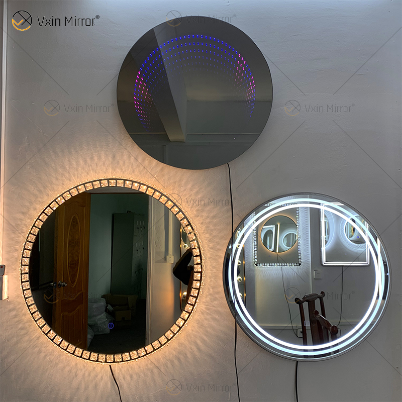 WXDL-115 LED 3-Farben-Licht-Silber-Kristallrahmen Wasserdichtes Netzteil 4 mm kupferfreier Umweltschutzspiegel
