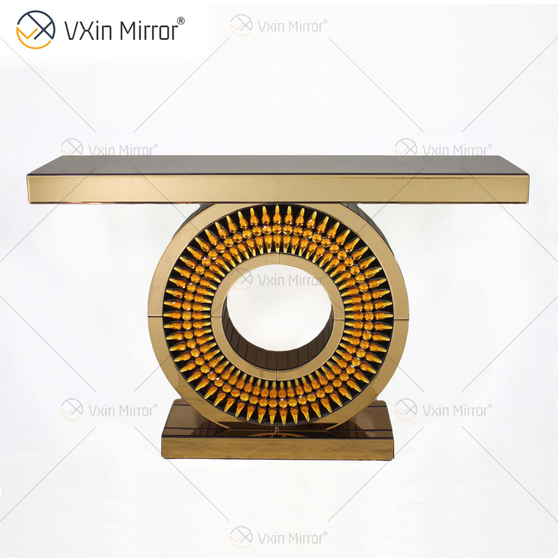Heißer Verkauf 1000 Stück WXF-039 Golden Brown Luxury Console Table mit Mirror Mirror Console Table