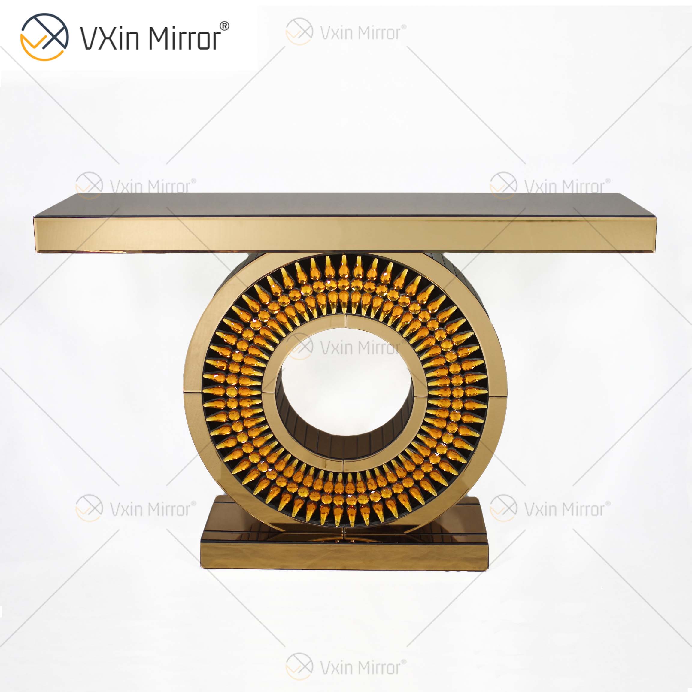Heißer Verkauf 1000 Stück WXF-039 Golden Brown Luxury Console Table mit Mirror Mirror Console Table