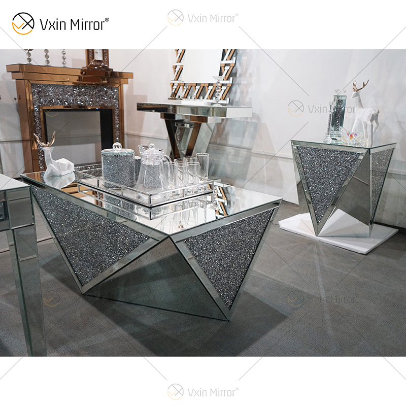 WXF-711-2 Einzigartiger Stil, verschiedenes modernes Design, verspiegelter Couchtisch und Beistelltisch aus Glas