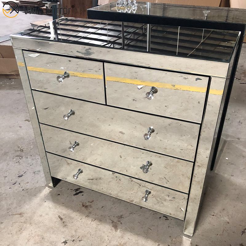 Spiegel Silber Kommode Flur Schrank Vitrine Schlafzimmer Wohnmöbel WXF-802