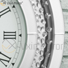 Runde, große, funkelnde, zerkleinerte, abgeschrägte, 50 cm große, schwebende Kristall-Wanduhr mit silberner Verspiegelung WXC-009