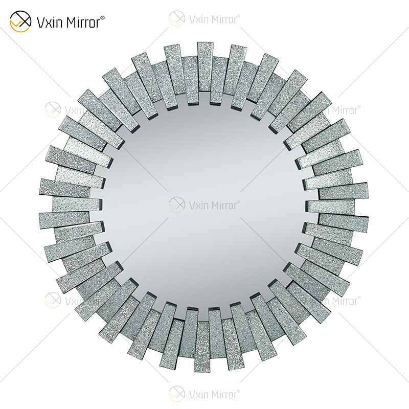 Hohe Qualität WXM-1138 Wanddekoration Diamond Shade Silber 3D Glas Wandbehang Spiegel