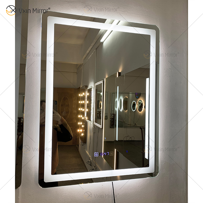 WXDL-111 LED 3 Farblicht Touchscreen Antibeschlag 5mm Display Zeit Temperatur Umweltschutz Spiegel