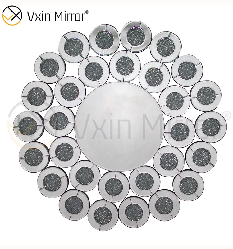 Wanddekoration Silber WXM-1014 Crushed Diamond Glass Wall Hanging Mirror