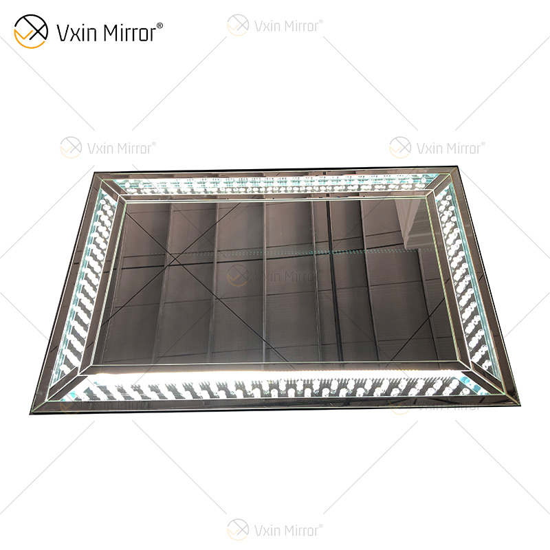 WXM-1176 & WXF-2139 LED-Möbel-Set, achteckig, Perlen, modisch, einfach, Schminkspiegel, Spiegelschrank, 6 Schubladen