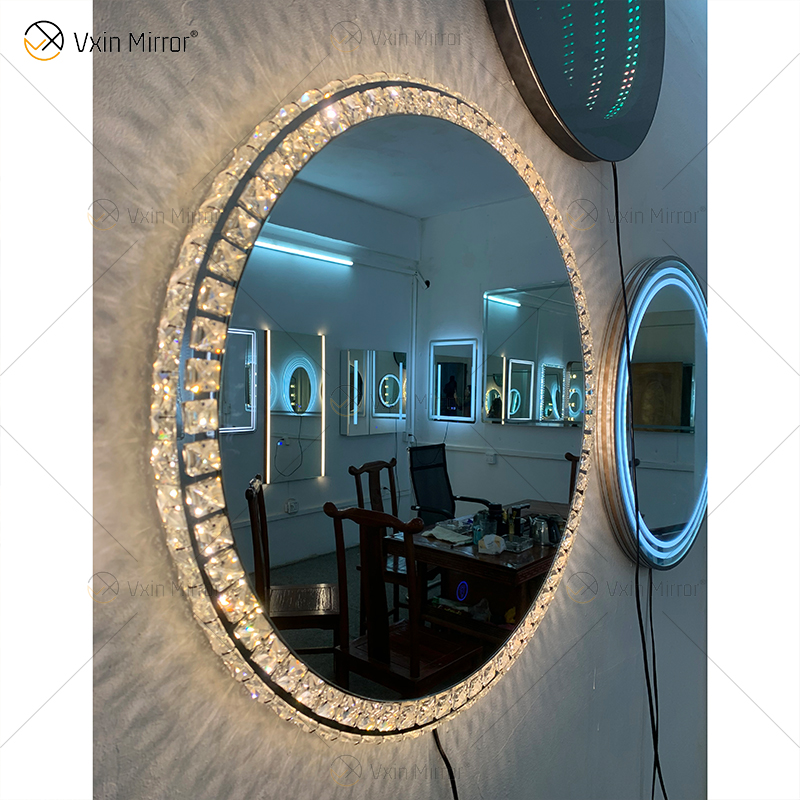 WXDL-115 LED 3-Farben-Licht-Silber-Kristallrahmen Wasserdichtes Netzteil 4 mm kupferfreier Umweltschutzspiegel