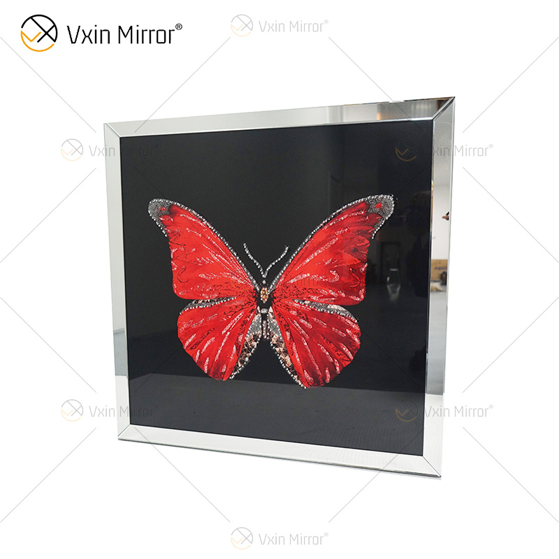 Vxin WXMA-58 Kristall-Porzellan-Malerei, Kunstharz, Schmetterling, Rahmen, dekorativer Spiegel, Wandkunst