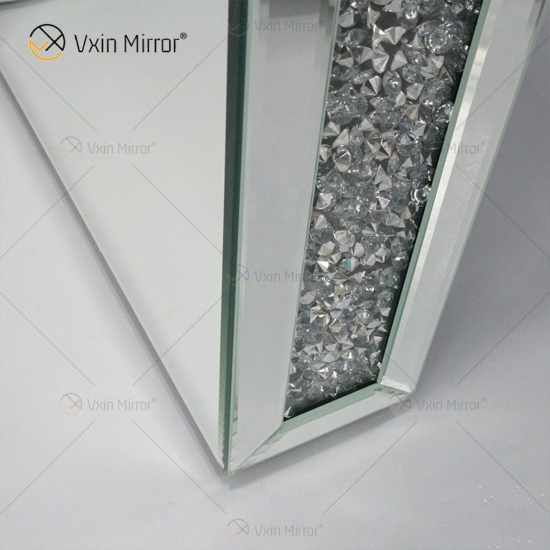 Art Decor WXF-061 Verspiegelte Eckkommode mit Crushed Diamond Dressing und 2 Schubladen