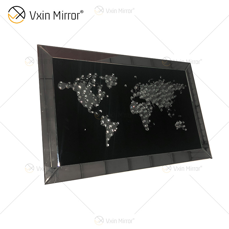 VXin WXPP-20 Wohnkultur Glasrahmen gespiegelt Karte Wandkunst Kristallporzellanmalerei Spiegelwandkunst