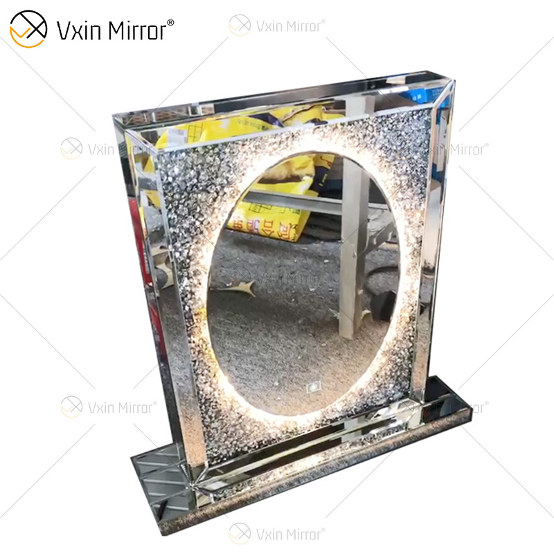 Professionelles Produkt Hochwertiger Vxin-Spiegel WXM-2596 3-farbiger LED-Licht-Diamant-einfacher stilvoller Schminkspiegel-Touchscreen