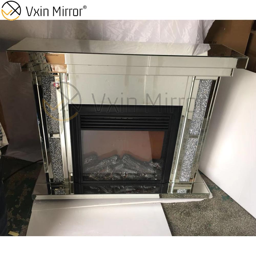 Heißer Verkauf 2020 WXWF-043 Crushed Diamond Mirror Kamin mit Hot Wind Insert