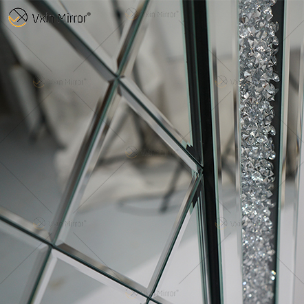 Venezianisches Rechteck Crushed Diamond Kristallspiegel Wandkunst Wohnkultur Flur für Wohnzimmersofas WXM-502