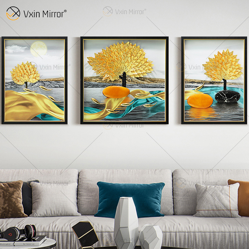 Das neueste Vxin WXPA-024 3D-abstraktes Metall-Wand-Kunst-Dekor-Ausgangsdekoration-Luxus-Wohnzimmer gerahmt für Zuhause-Set zum Verkauf