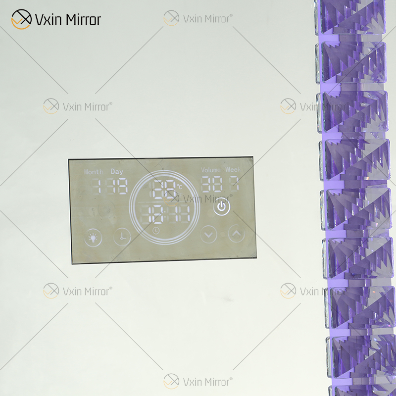 Mosaik LED lehnender rechteckiger Bodenspiegel Crystal Surround Ganzkörperspiegel Schminkspiegel für Schlafzimmer Wohnzimmer