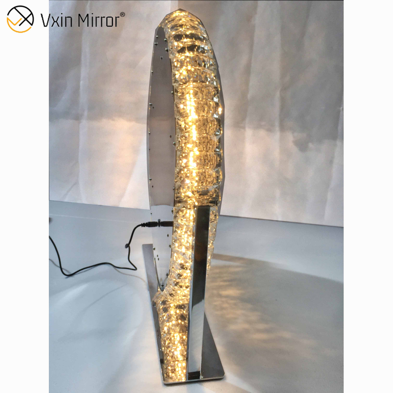Ovaler dekorativer Diamond Crystal Dimmable Touch Hollywood Table Top Kosmetikspiegel WXDL-175