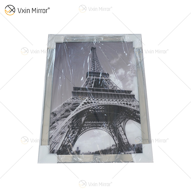 VXin WXPP-21 Wohnkultur Glasrahmen verspiegelt Eiffelturm Wandkunst Kristallporzellanmalerei Spiegelwandkunst