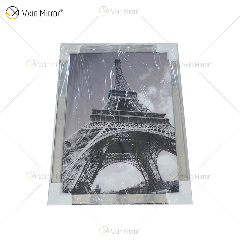 VXin WXPP-21 Wohnkultur Glasrahmen verspiegelt Eiffelturm Wandkunst Kristallporzellanmalerei Spiegelwandkunst