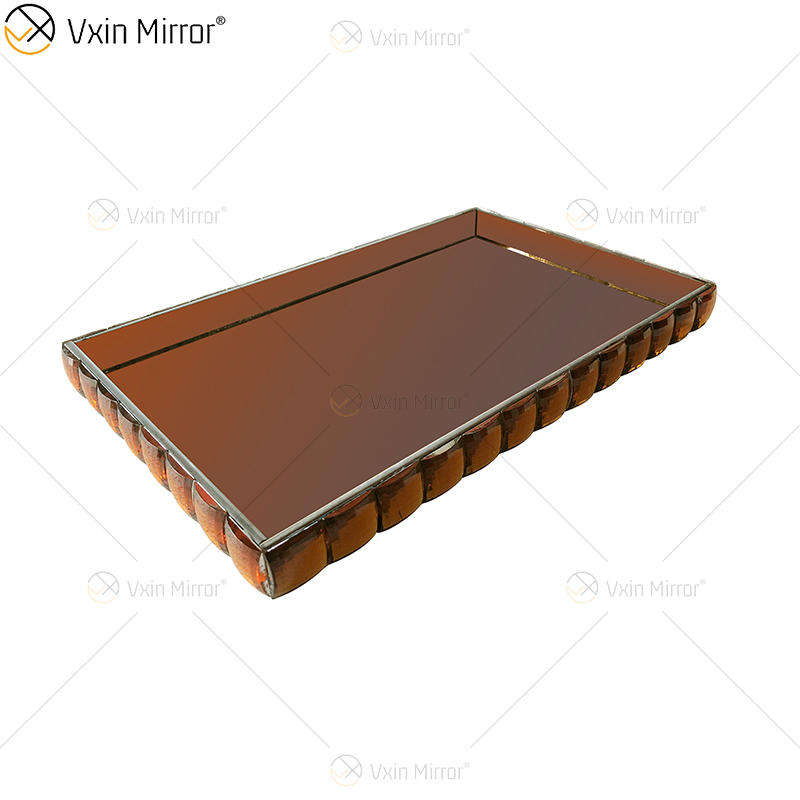 Vxin Spiegel WXT-004 Moderne Dekoration Silberbraun verspiegeltes rechteckiges Schmucktablett