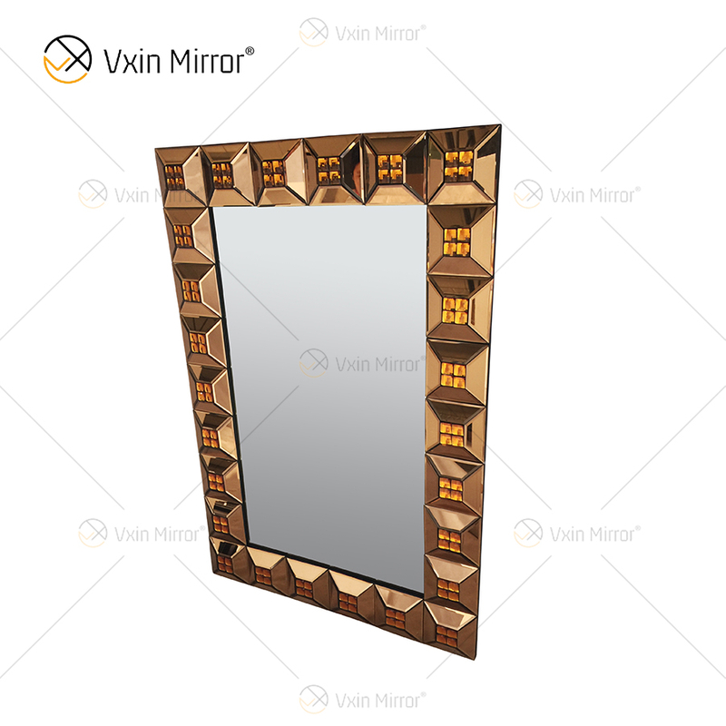 Heißer Verkauf WXM-1118 Wanddekoration Brown Luxury Wall Einzigartiger 3D-Spiegel Wandbehang Spiegel