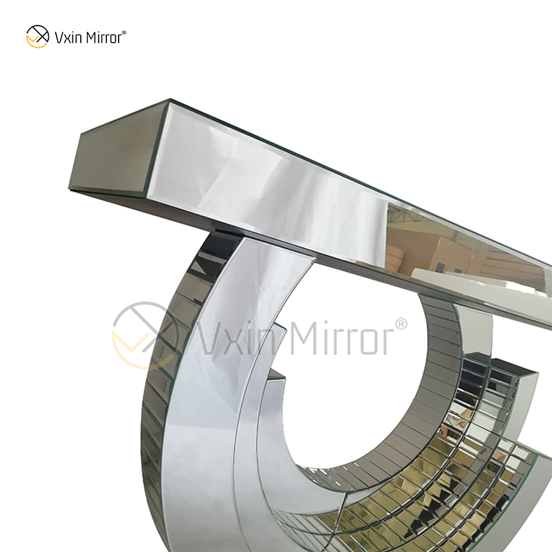 Mehrfarbiger hochwertiger WXF-542 eleganter karierter halbrunder Glaskonsolentisch