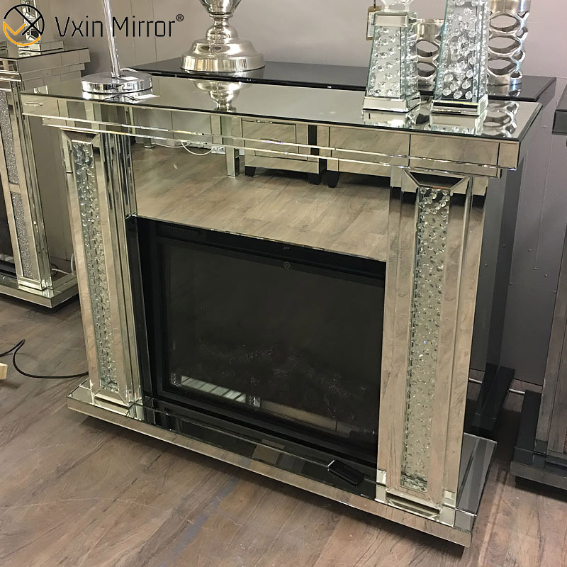 Heißer Verkauf 2020 WXWF-043 Crushed Diamond Mirror Kamin mit Hot Wind Insert