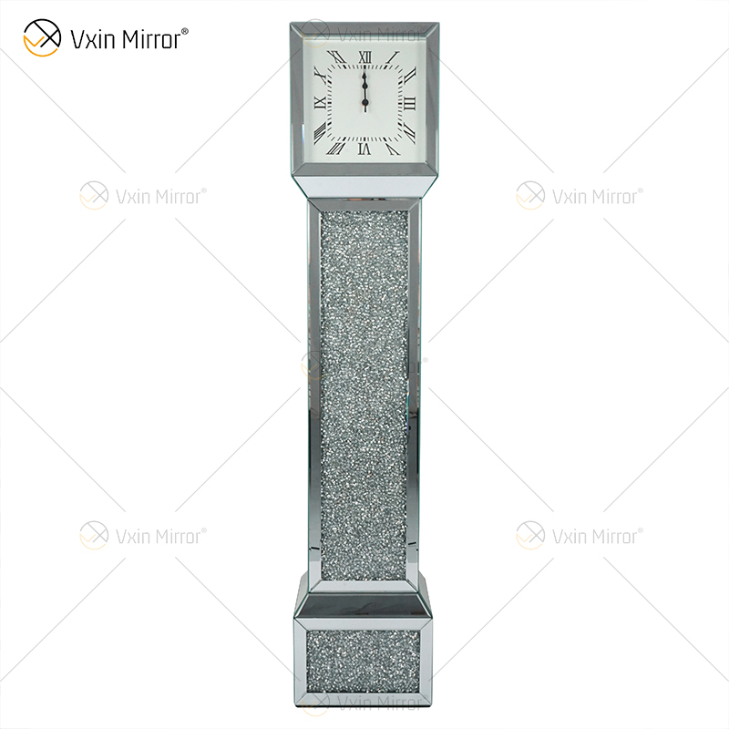 Spiegeluhr WXMC-053 Crushed Diamond Silver Elegante Standuhr